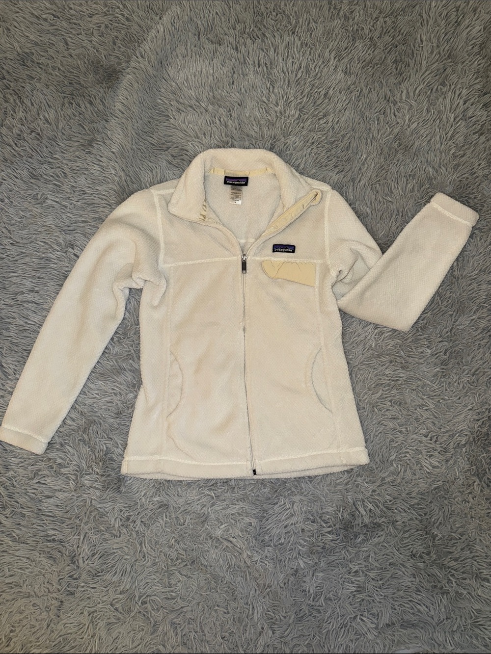 Patagonia Cream Full-Zip Teddy Fleece Jacket